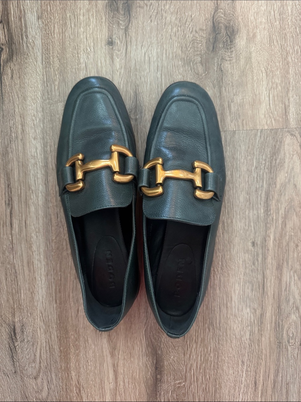 Boden Dark Green Leather Loafers